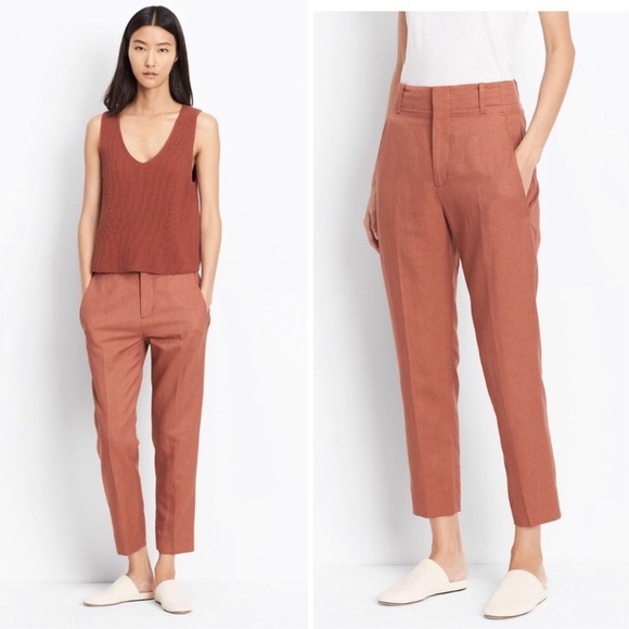 Vince Pants - Vince High-Rise Sateen Carrot Pants in Terracotta